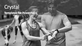  Presentation with timer - Audience pleasing presentation theme consisting of smart watches starting their timer backdrop and a dark gray colored foreground