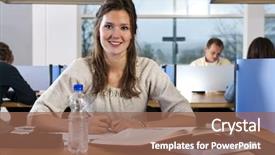  Presentation with young college student diagnosis of sti - Colorful PPT layouts enhanced with smart water bottle - young smiling student backdrop and a  colored foreground