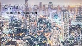  Presentation with smartcity - Cool new slide deck with smartcity - internet connections web backdrop and a light blue colored foreground