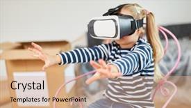  Presentation with new baby girl - Presentation theme having smarthome - girl with vr glasses plays background and a coral colored foreground