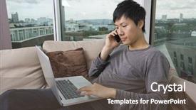  Presentation with asian nurse helps a man - Slides having facade of the traditional colorful amsterdam building during the midday background and a gray colored foreground