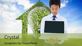  Presentation with composite - PPT theme having smarthouse - composite image of portrait background and a yellow colored foreground