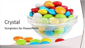  Presentation with bowl - Slides having colorful candies in glass bowl background and a white colored foreground