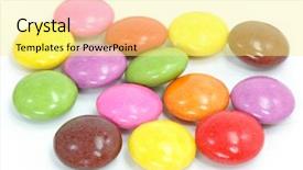  Presentation with jellies colorful candy and jelly - Amazing presentation design having m m chocolate - colorful candies on white background backdrop and a blonde colored foreground
