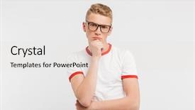  Presentation with smart retail - Amazing presentation theme having lessons cross - image of smart serious guy backdrop and a  colored foreground