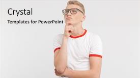  Presentation with nurse student - Slide deck featuring lessons cross - image of thoughtful male student background and a light gray colored foreground