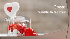  Presentation with hearts - PPT theme with hearts on wooden background background and a gray colored foreground