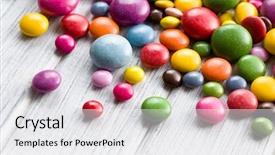  Presentation with jellies colorful candy and jelly - Theme featuring different sizes of colorful candies background and a white colored foreground