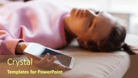  Presentation with sad teen - Presentation theme enhanced with smartphone-addiction-and-depression-upset background and a tawny brown colored foreground