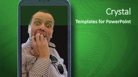  Presentation with shots - Beautiful theme featuring smartphone and blue technology background backdrop and a forest green colored foreground