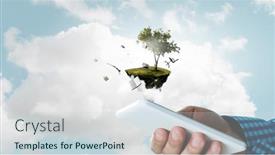  Presentation with books - PPT theme featuring smartphone-and-books-mixed-media background and a sky blue colored foreground