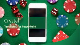  Presentation with free trial casino - Amazing PPT theme having smartphone-and-casino-chips-stacking backdrop and a ocean colored foreground