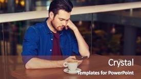  Presentation with iot agriculture technology concept man - Beautiful slide set featuring smartphone and coffee at restaurant backdrop and a tawny brown colored foreground