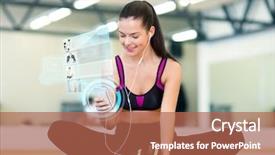  Presentation with woman sport - Cool new presentation theme with skilled designer caucasian man drawing abstract sketch with pen art work process creative hobby noting ideas in copy book on workspace desk with papers in modern studio with panoramic windows blurred backdrop and a dark gray colored foreground.