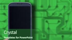  Presentation with telecommunication - Audience pleasing slide deck consisting of smartphone and green technology background backdrop and a forest green colored foreground