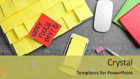  Presentation with sticky notes - Colorful presentation theme enhanced with smartphone and laptop covered backdrop and a yellow colored foreground