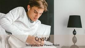  Presentation with old music - Presentation theme having smartphone and listening to music background and a  colored foreground