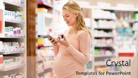  Presentation with medicine pregnant woman - Presentation theme consisting of smartphone and medication at pharmacy background and a lemonade colored foreground