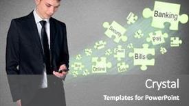  Presentation with digital banking - Colorful theme enhanced with smartphone and mobile banking backdrop and a gray colored foreground