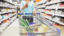  Presentation with food technology - Slide set with smartphone and shopping cart background and a soft green colored foreground