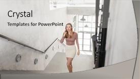  Presentation with upstairs - Colorful PPT theme enhanced with smartphone and walking upstairs backdrop and a  colored foreground