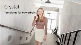  Presentation with upstairs - Audience pleasing presentation design consisting of smartphone and walking upstairs backdrop and a  colored foreground