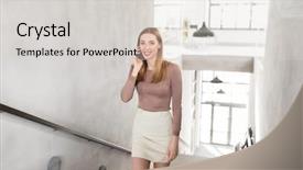  Presentation with upstairs - Colorful PPT theme enhanced with smartphone and walking upstairs backdrop and a  colored foreground