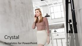  Presentation with upstairs - Cool new slide deck with smartphone and walking upstairs backdrop and a  colored foreground