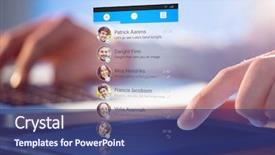  Presentation with smartphone app - Amazing presentation theme having smartphone app menu against businessman using laptop and tablet at desk backdrop and a ocean colored foreground