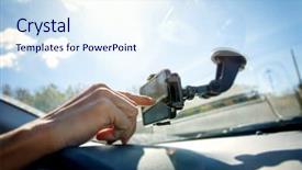  Presentation with stuck - PPT theme having smartphone as a gps background and a sky blue colored foreground