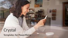  Presentation with college coffee shop - Presentation having smartphone at a coffee shop background and a mint green colored foreground