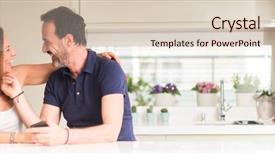  Presentation with ultra - Slide deck with smartphone at kitchen ultra wide background and a lemonade colored foreground