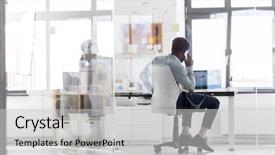  Presentation with business communication for students - Presentation design featuring smartphone at office behind glass background and a light gray colored foreground