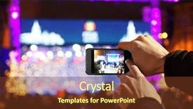  Presentation with smartphone - Presentation theme featuring smartphone at open air concert background and a tawny brown colored foreground