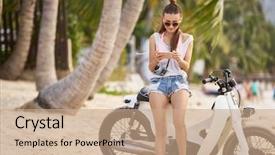  Presentation with medical procedure simulation using plasma - Beautiful PPT theme featuring smartphone beside motorbike in thailand backdrop and a  colored foreground