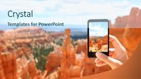  Presentation with beautiful nature - Cool new PPT layouts with smartphone camera phone taking photo backdrop and a sky blue colored foreground