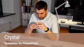  Presentation with technology - Cool new PPT theme with smartphone charts and laptop computer backdrop and a  colored foreground