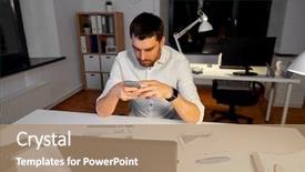  Presentation with technology - Cool new presentation theme with smartphone charts and laptop computer backdrop and a coral colored foreground