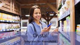  Presentation with market food - Colorful PPT layouts enhanced with smartphone choosing and buying food backdrop and a teal colored foreground