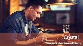  Presentation with iot agriculture technology concept man - Beautiful PPT theme featuring smartphone drinking beer and reading backdrop and a red colored foreground