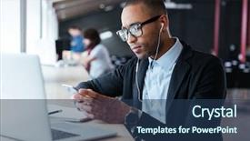  Presentation with bad news - Audience pleasing PPT theme consisting of smartphone during work process backdrop and a ocean colored foreground