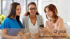  Presentation with medical concept lung cancer medical - Beautiful PPT theme featuring smartphone eating take out food backdrop and a coral colored foreground