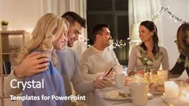  Presentation with tea party - PPT theme enhanced with smartphone having tea party background and a coral colored foreground