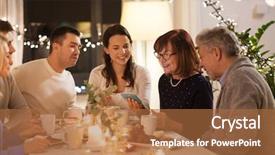  Presentation with tea party - Beautiful PPT layouts featuring smartphone having tea party backdrop and a red colored foreground