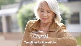  Presentation with black women beautiful woman - Presentation design having smartphone health - beautiful senior woman texting outdoors background and a coral colored foreground