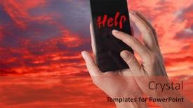  Presentation with signal - Cool new PPT theme with smartphone-in-a-female-hand backdrop and a red colored foreground