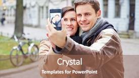  Presentation with self - Cool new slide set with smartphone in an autumn city backdrop and a  colored foreground