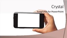  Presentation with smartphone - Cool new theme with smartphone in hand over white backdrop and a white colored foreground