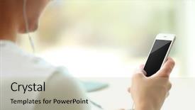  Presentation with listening - Slide set having smartphone in the room background and a  colored foreground