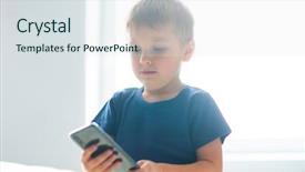  Presentation with mobile technology - Presentation theme featuring smartphone kid with a mobile background and a sky blue colored foreground